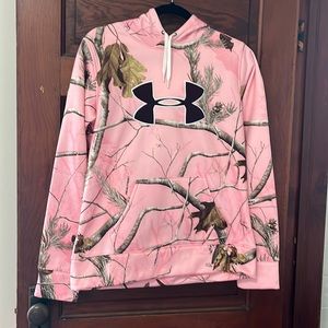 Pink Camo Under Armour Logo Pull Over